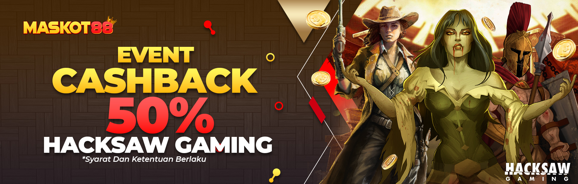 CASHBACK 50% HACKSAW GAMING MASKOT88